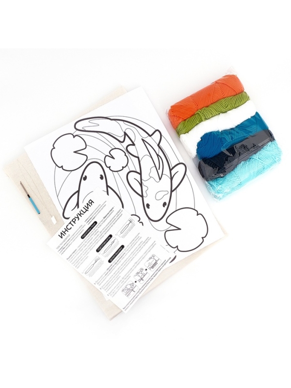 Школа талантов Набор для творчества Ковровая вышивка Карпы, подрамник Школа талантов Набор для творчества Ковровая вышивка Карпы, подрамник