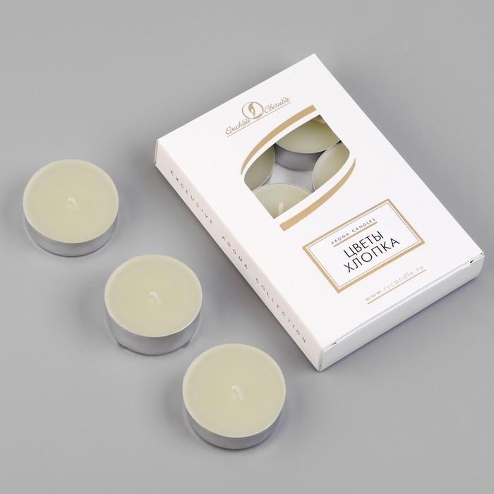 Набор свечей чайных ароматизированных  Набор свечей чайных ароматизированных "Цветы хлопка", 6 шт, 12 гр