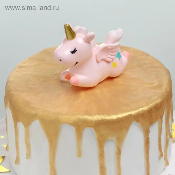 Топпер для торта «Единорог», 8.7×3.5×7 см, пластик, розовый Топпер для торта «Единорог», 8.7×3.5×7 см, пластик, розовый