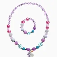 Набор детских украшений &laquo;Выбражулька. Единорог в цветах&raquo;, 2 предмета: бусы 45 см, браслет, d=5 см, фиолетовый