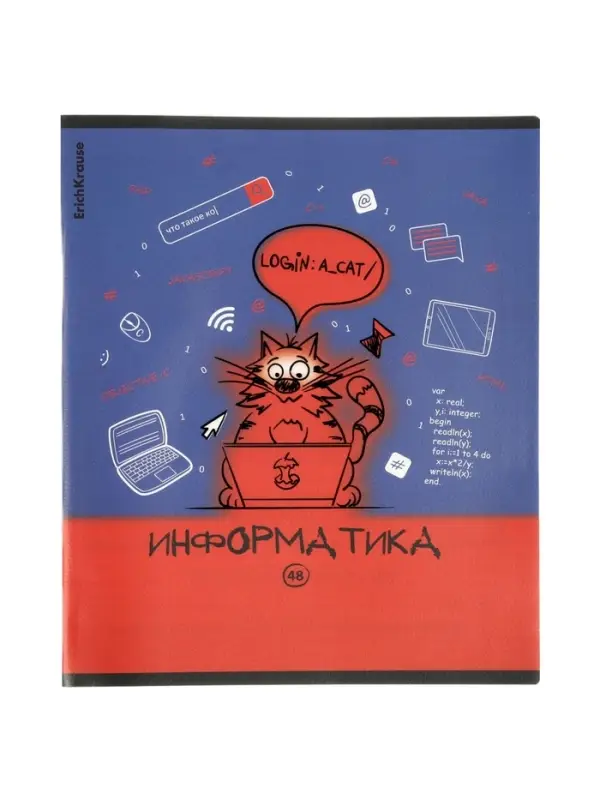 Тетрадь 48 листов в клетку &laquo;Информатика: Котоформулы&raquo; ErichKrause, с пластиковой обложкой