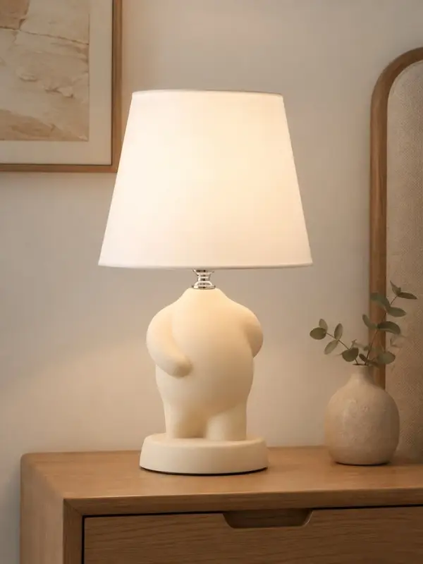 Лампа настольная RISALUX &laquo;Пузан&raquo;, 40 Вт, Е14, бежевая, 19.5&times;19.5&times;34 см
