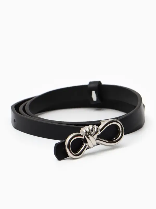 Ремень женский &laquo;Бант&raquo;, серебристая пряжка, 1.5&times;110 см, гвоздик, чёрный