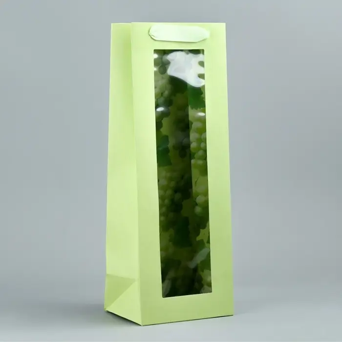 Пакет подарочный под бутылку, упаковка, &laquo;Виноград&raquo;, 36&times;13&times;10 см