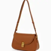 Сумка женская мессенджер TEXTURA на клапане, 23&times;6&times;13 см, коричневая