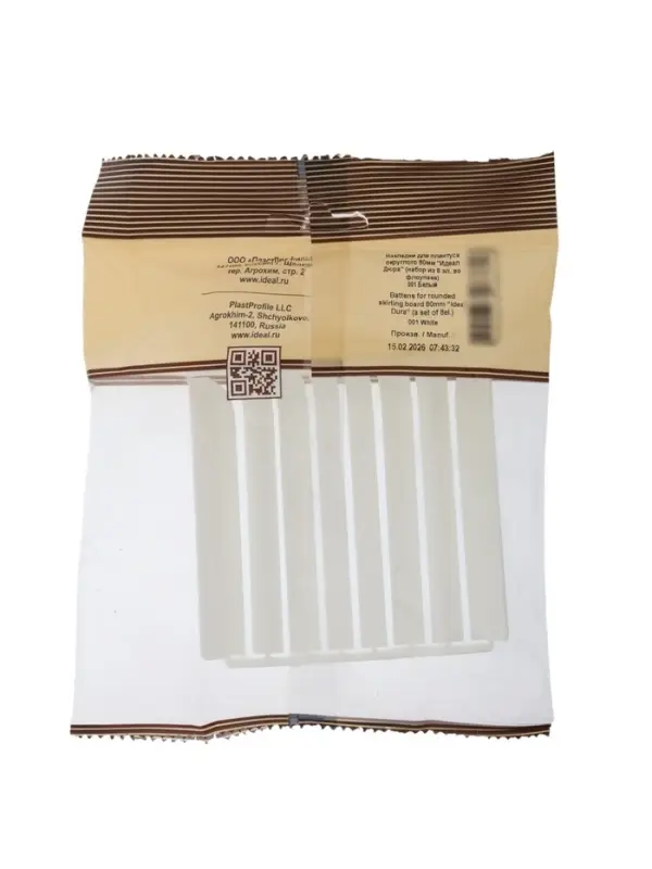 Накладки для округлого плинтуса &laquo;Идеал. Дюра&raquo;, 80 мм, 8 штук, цвет 001 белый