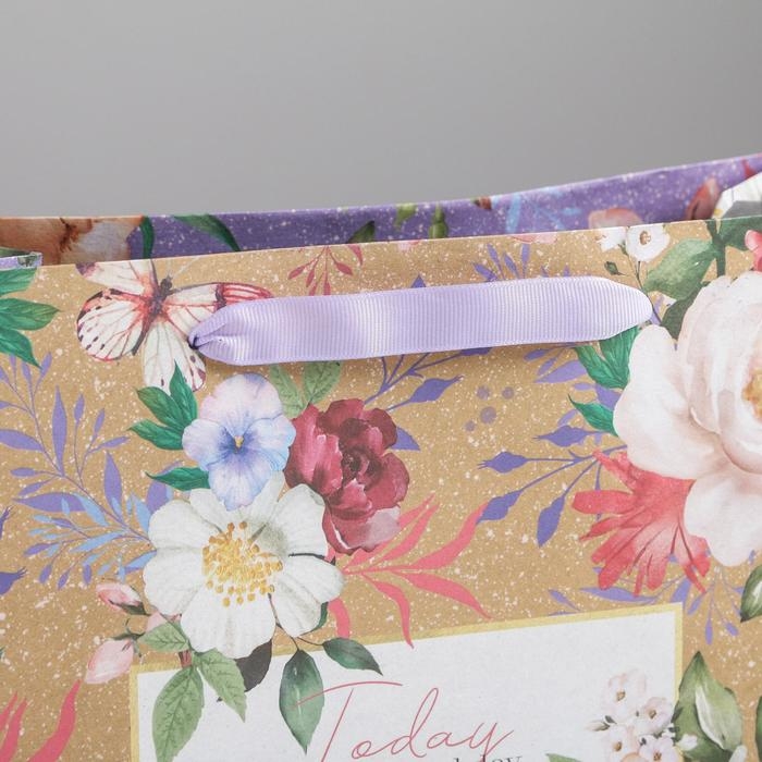 Пакет подарочный крафтовый горизонтальный, упаковка, «Today», ML 27 х 23 х 11.5 см Пакет подарочный крафтовый горизонтальный, упаковка, «Today», ML 27 х 23 х 11.5 см