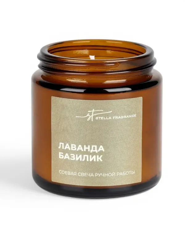 Ароматическая свеча в банке Lavender basil, соевый воск, 90 г, лаванда и базилик Ароматическая свеча в банке Lavender basil, соевый воск, 90 г, лаванда и базилик