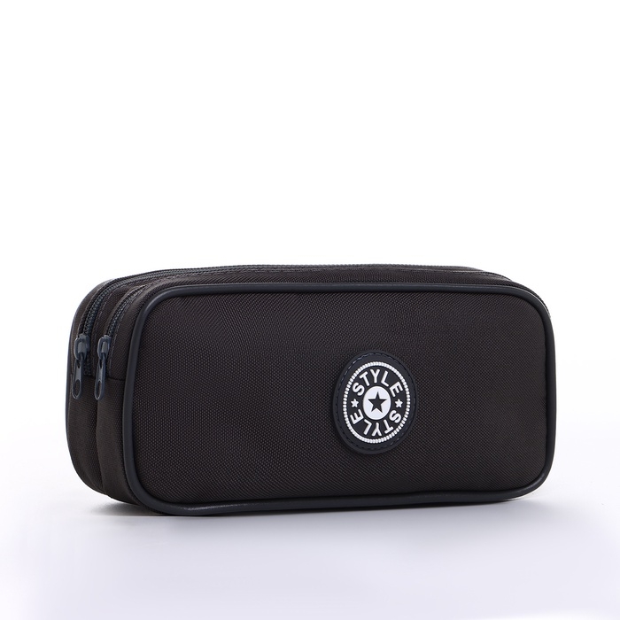 Косметичка-пенал, 2 отдела на молниях, цвет серый