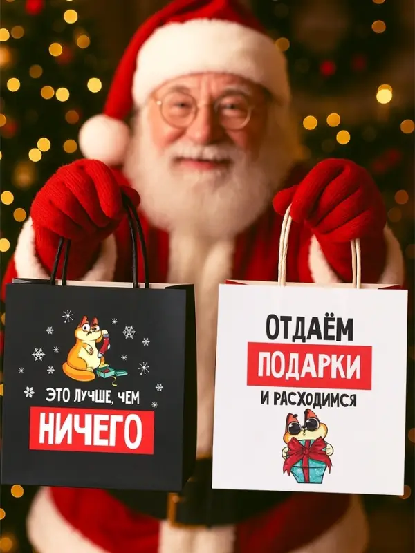 Пакеты подарочные новогодние &laquo;Следующий год будет лучше&raquo;, набор 3 шт., 22&times;22&times;11 см