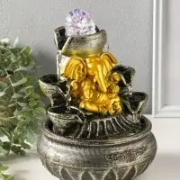 Фонтан настольный от сети, подсветка "Ганеша у фонтана" 16х16х23 см