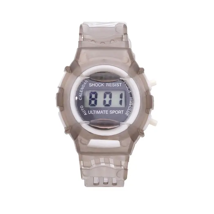 Часы наручные электронные, детские, ремешок силикон, серые