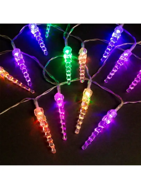 Гирлянда &laquo;Нить&raquo; 5 м с насадками &laquo;Сосульки тающие&raquo;, IP20, прозрачная нить, 20 LED, свечение мульти (RG/RB), мигание, 220 В