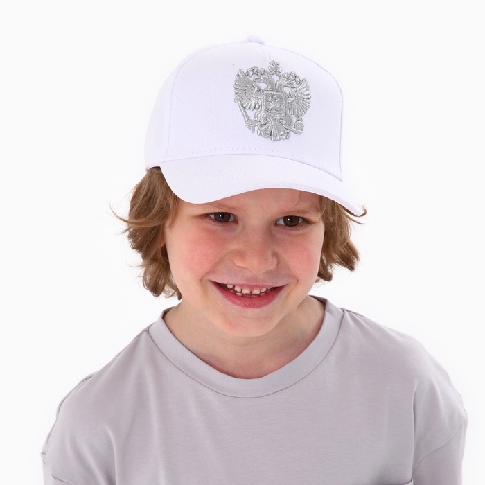 Кепка детская для девочки «Герб», цвет белый, р-р 52-54, 5-7 лет