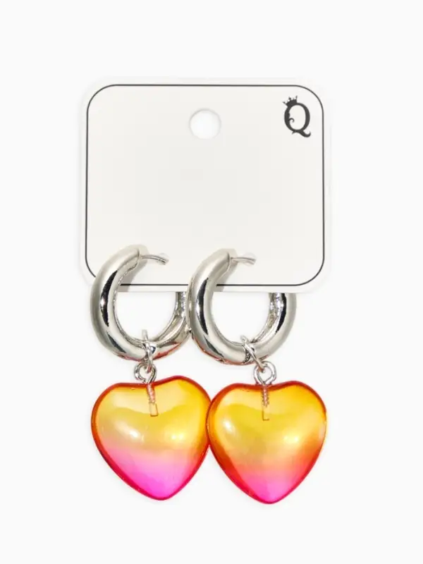 Серьги со съёмным элементом "Сердце", цвет жёлто-розовый в серебре