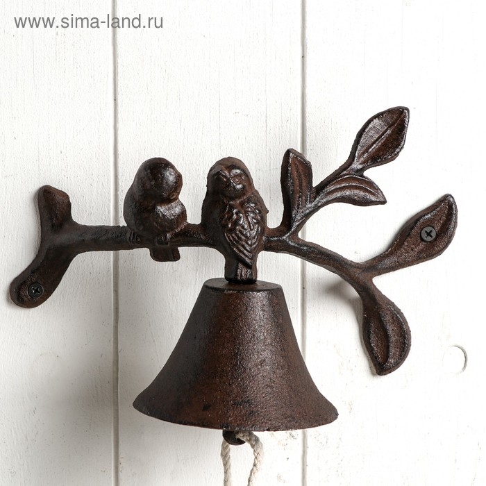 Колокол сувенирный чугун  Колокол сувенирный чугун "Птички на ветке" 16,5х24х11 см