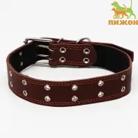 Ошейник безразмерный, 83&times;4.5 см, ОШ 20-71 см, на синтепоне, кожа, коричневый