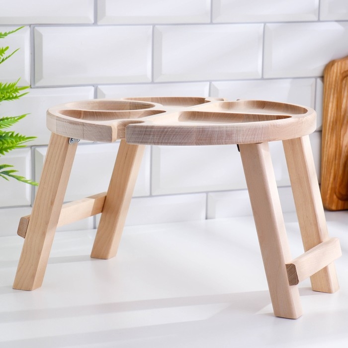 Столик - поднос с менажницей и складными ножками D=30x2 см, береза Столик - поднос с менажницей и складными ножками D=30x2 см, береза