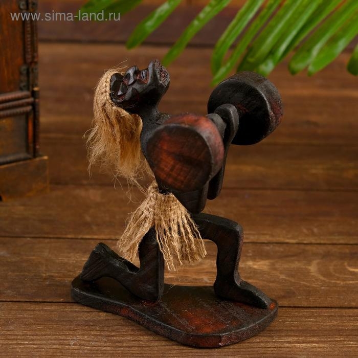 Сувенир «Абориген-штангист», 10×11×19 см, дерево Сувенир «Абориген-штангист», 10×11×19 см, дерево