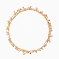 Цепочка со стразами 4 мм. L=100 см, мелкое плетение 2*1,8 мм, цвет золото