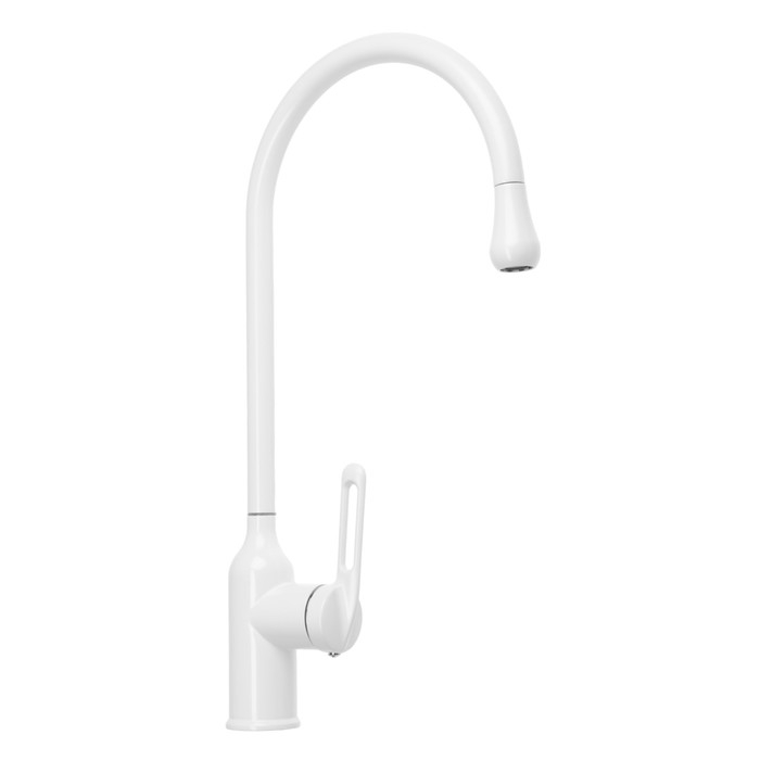 Смеситель для кухни ZEIN Z3744, Смеситель для кухни ZEIN Z3744, "капелька", однорычажный, высота излива 26 см, белый