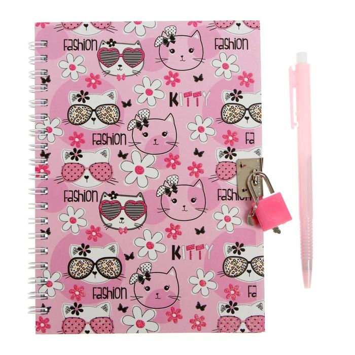 Записная книжка в подарочной коробке, А5, 45 листов, на замке, на гребне, линия, с ручкой, МИКС Записная книжка в подарочной коробке, А5, 45 листов, на замке, на гребне, линия, с ручкой, МИКС