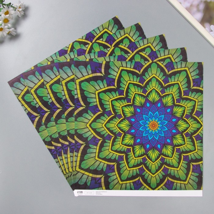 Бумага д/скрапа двусторонняя  Бумага д/скрапа двусторонняя "Эклектика серебро и мехенди" 180 гр набор 5 шт 30,5х32см