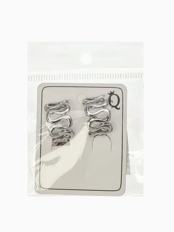 Серьги клипсы для ушей QF &laquo;Змейка&raquo;, цвет серебро