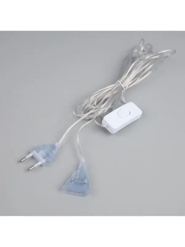 Удлинитель для комнатных гирлянд с выключателем, 5 м, прозрачная нить, УМС-вилка