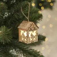 Ёлочная игрушка &laquo;Домик с птицей&raquo;, 8&times;5&times;6 см, 1 LED, от батареек, свечение тёплое белое