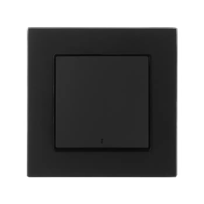 Выключатель TOT Matte Glass, 10 А, 1 клавиша, с подсветкой, скрытый монтаж, стеклянная рамка, чёрный