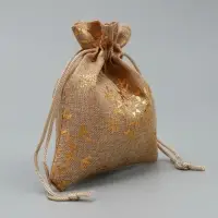 Мешочек подарочный холща &laquo;Золотые снежинки&raquo;, тиснение, 10 х 12 см +/- 1.5 см