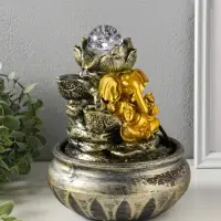 Фонтан настольный от сети, подсветка "Ганеша у цветущим лотосом" 16х16х23 см