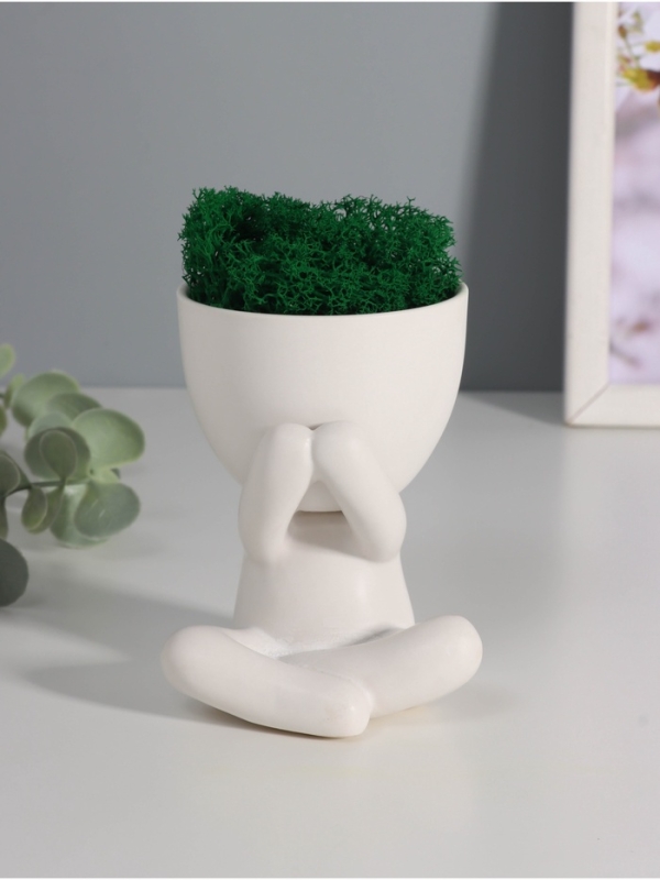 Кашпо керамика  Кашпо керамика "Мистер Грин" любитель тишины 10*7,5*8 см белый