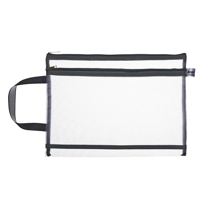 Папка-конверт на молнии формат А4, 2 отделения, с ручкой, Сеточка Серый Папка-конверт на молнии формат А4, 2 отделения, с ручкой, Сеточка Серый