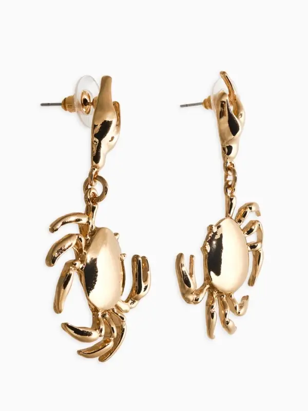Серьги висячие &laquo;Краб&raquo;, цвет золото
