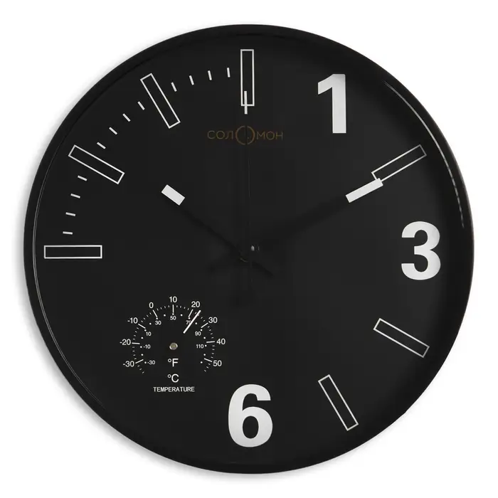 Часы настенные, интерьерные &laquo;Гриик&raquo;, d=30 см, с термометром, черные