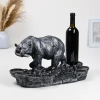 Подставка для бутылки &laquo;Медведь&raquo;, 45&times;23&times;25 см, серебро