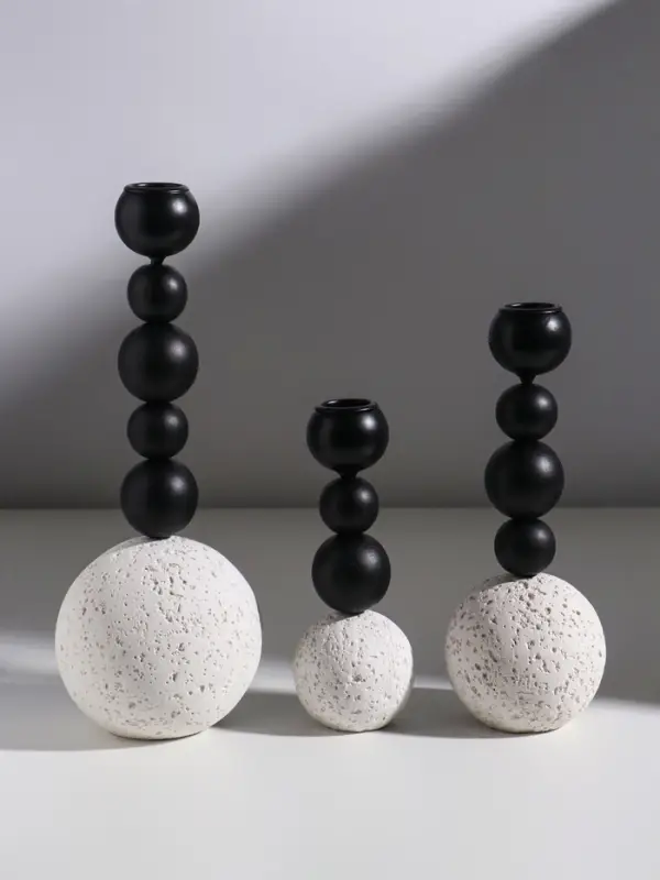 Подсвечник металл, бетон  Подсвечник металл, бетон "Шарики" d=2 см набор 3 шт 5,5х16,5 7,5х20,5 10х10х26,5 см