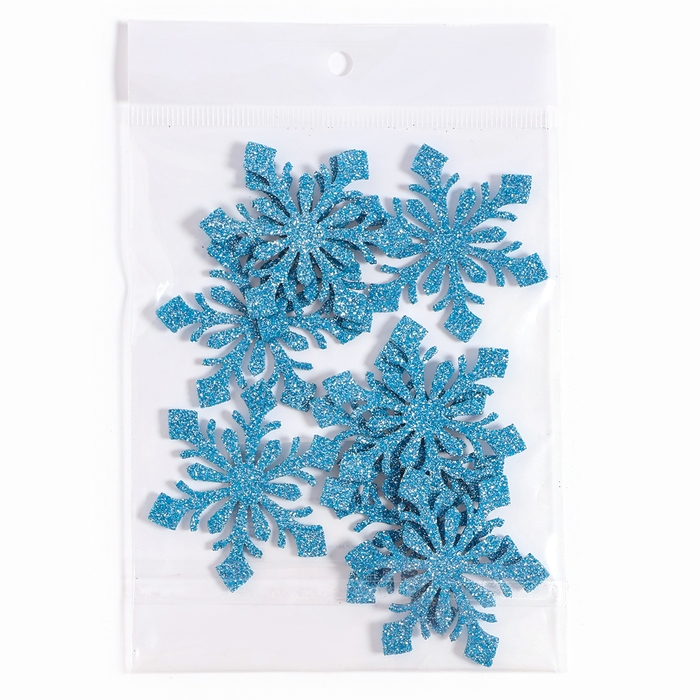 Новый год! Декор «Снежинки», набор 9 шт., цвет голубой Новый год! Декор «Снежинки», набор 9 шт., цвет голубой