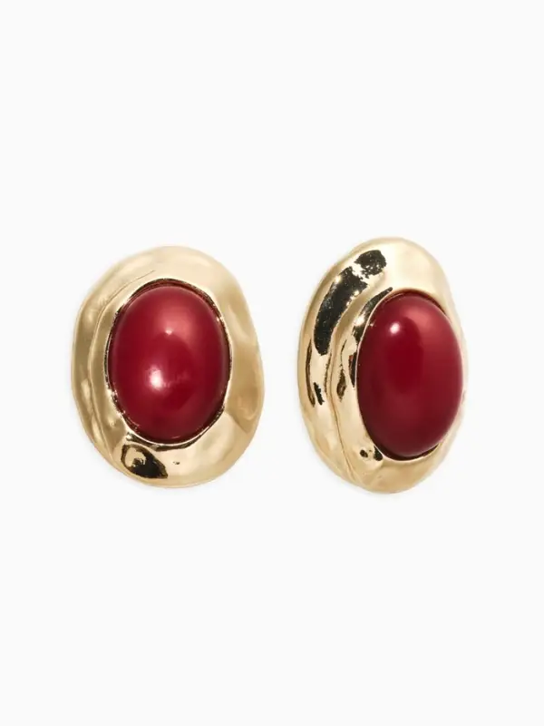 Серьги акрил &laquo;Стиль&raquo;, овал в раме, бордовые в золоте