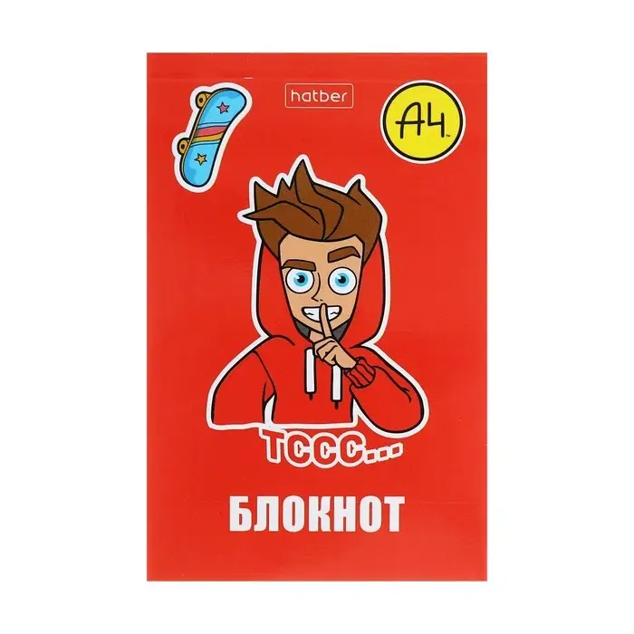 Блокнот А7, 48 листов, в клетку, на склейке, &laquo;Влад А4&raquo;, обложка мелованная бумага, ламинация, трёхцветный блок, блок 60 г/м&sup2;, 5 В МИКС