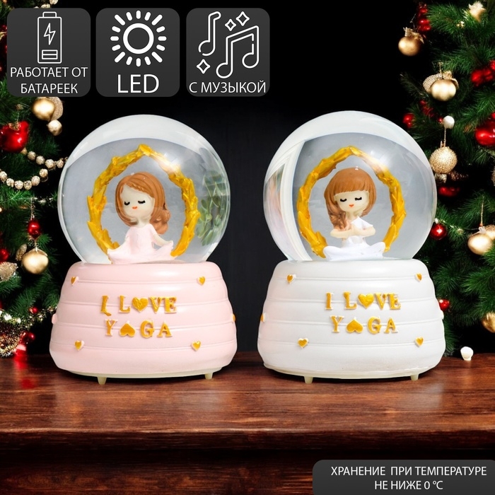 Сувенир полистоун водяной шар свет, музыка Сувенир полистоун водяной шар свет, музыка "Девочка занимается йогой" МИКС 12х8х8 см