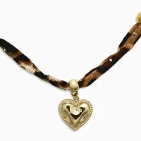 Колье "Новый стиль" сердечко, леопард, в золоте 40+удл