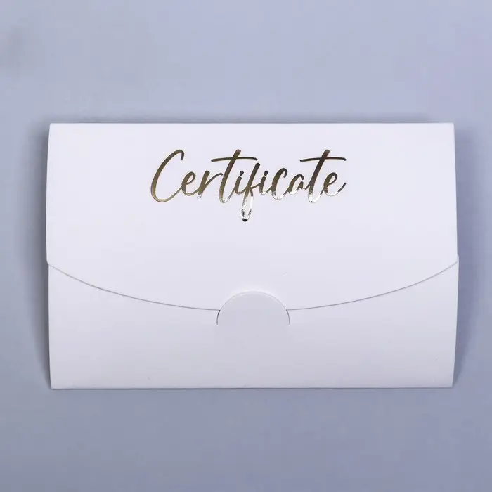 Конверт под сертификат с тиснением, белый, 10,5 х 7