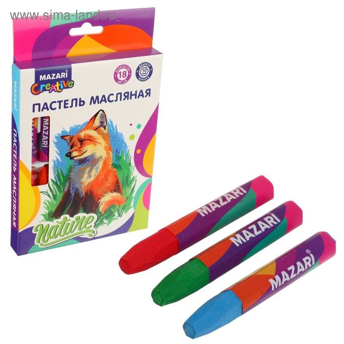Пастель масляная Mazari, 18 цветов, шестигранный корпус, длина 73 мм, d корпуса 10 мм, картонная упаковка Пастель масляная Mazari, 18 цветов, шестигранный корпус, длина 73 мм, d корпуса 10 мм, картонная упаковка