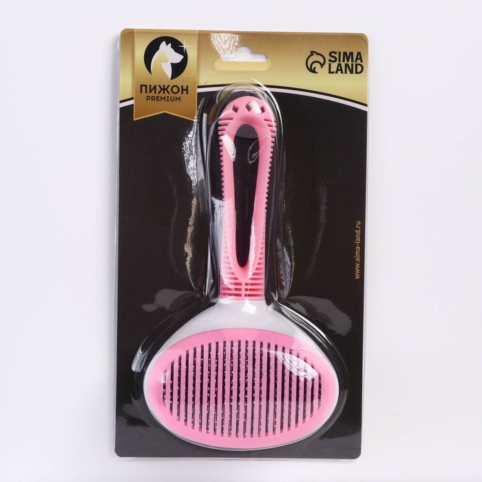 Пуходёрка с самоочисткой Пижон Premium округлая, с каплями, облегчённая,10 х 19 см, розовая 74379 Пуходёрка с самоочисткой Пижон Premium округлая, с каплями, облегчённая,10 х 19 см, розовая 74379