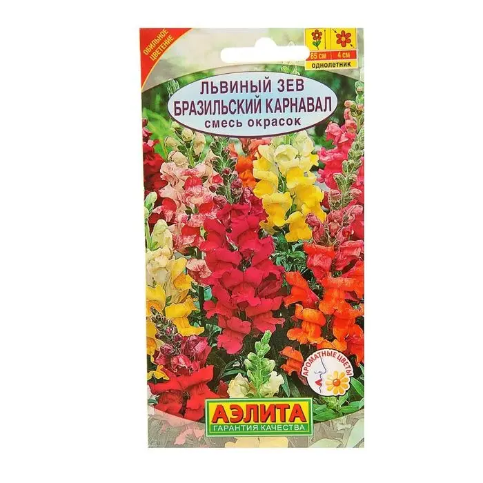 Семена цветов Львиный зев  Семена цветов Львиный зев "Бразильский карнавал", смесь окрасок, О, 0,1 г