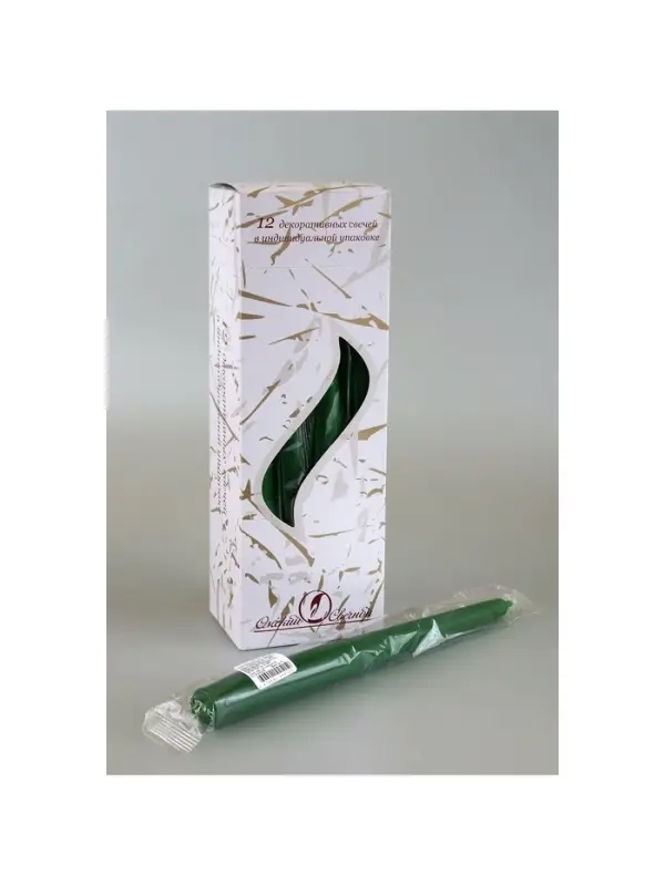 Свеча античная, 2.3&times;24.5 см, 5 ч, 55 г, тёмно-зелёная