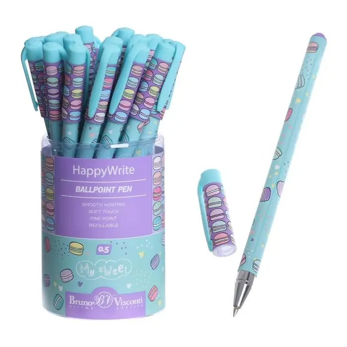 Ручка шариковая HappyWrite Ручка шариковая HappyWrite "My Sweet.Mакаруны", 0,5 мм, синие чернила